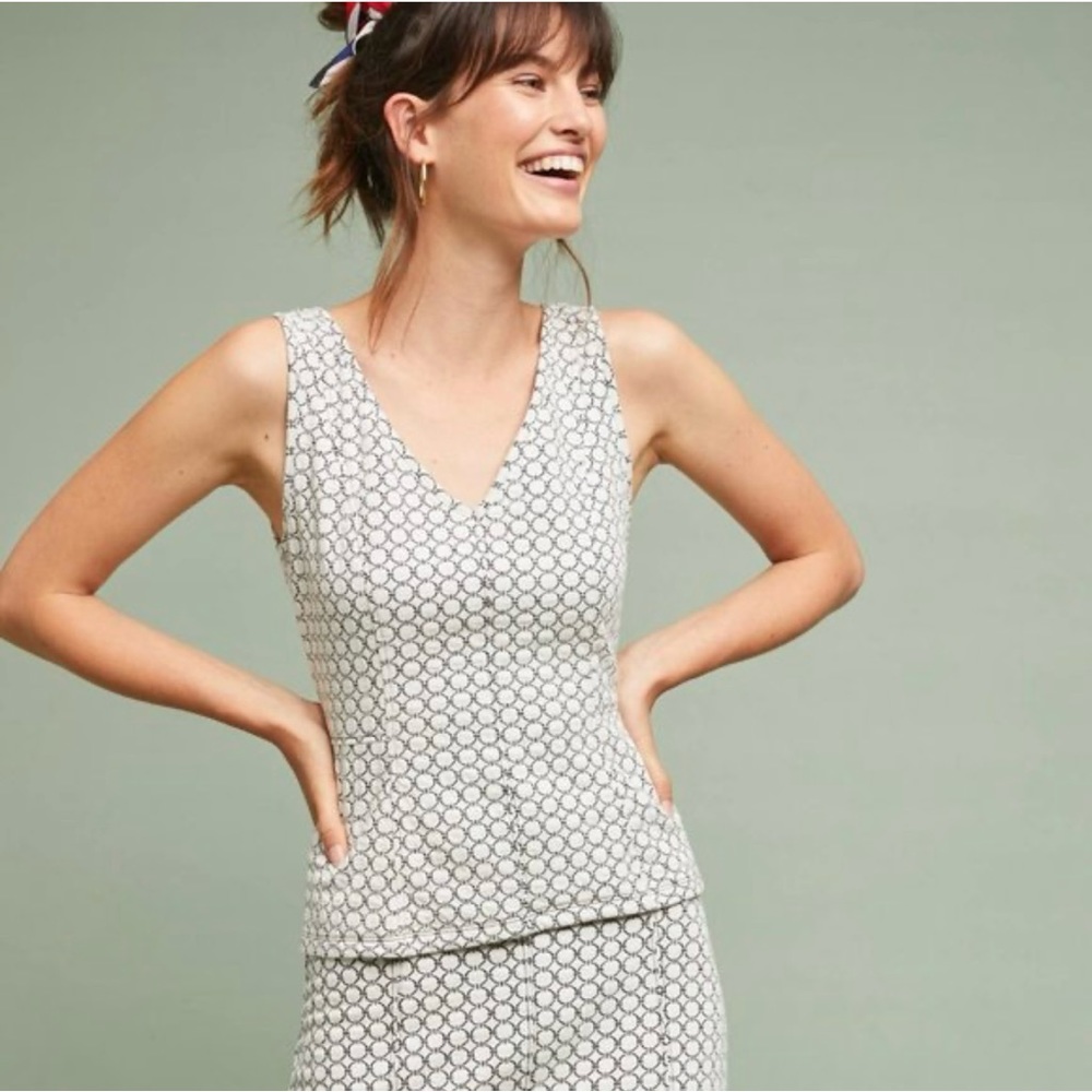 Anthropologie MAEVE Astoria Peplum Top - BNWT~Black/White